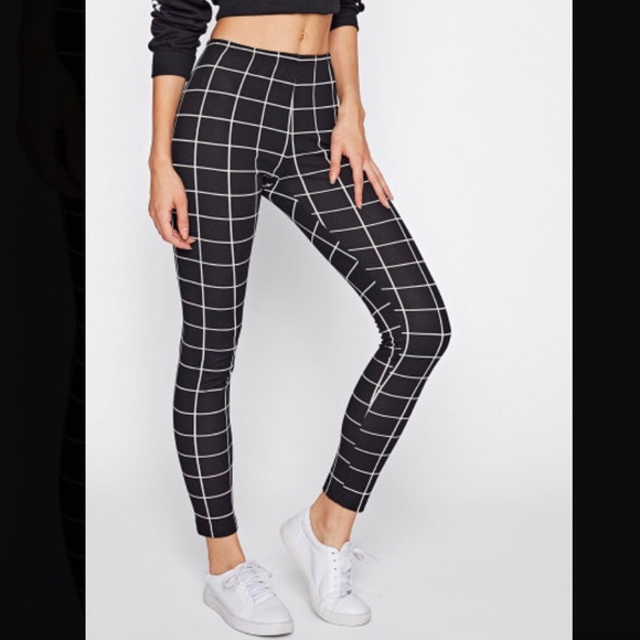 Skinny Pants / Leggings With Grid Design - Picture 2 of 6